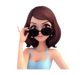😎 mujer, dibujo animado, personaje, chica, gafas de sol, morena telegram sticker