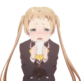 😭 Anime, Mädchen, Weinend, Traurig, Handy, Uniform telegram sticker
