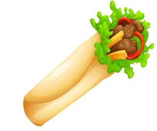 🌮 comida, burrito, wrap, lechuga, comida mexicana, carne telegram sticker