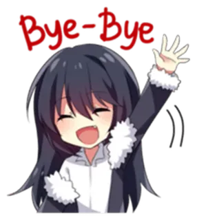 👋 Bye-Bye animé, fille, salut, au revoir, joyeuse telegram sticker