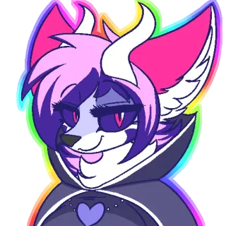 🐐 Fellwesen, Anthropomorph, Tier, Niedlich, Herz, Rosa, Lila telegram sticker