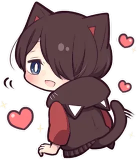 😃 Katze, Kawaii, Niedlich, Anime, Aufkleber, Chibi, Neko, Herz whatsapp sticker