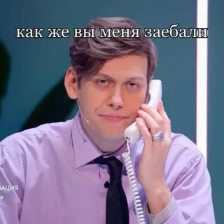 🌟 как же вы меня заебали annoyed, frustrated, meme, russian, telephone, expression telegram sticker