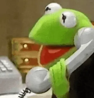 ☎️ Kermit カエル, 電話, コミュニケーション, カーミット, マペット, 会話 telegram sticker