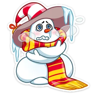 🥶 muñeco de nieve, triste, llorando, invierno, bufanda, gorro, dibujos animados whatsapp sticker