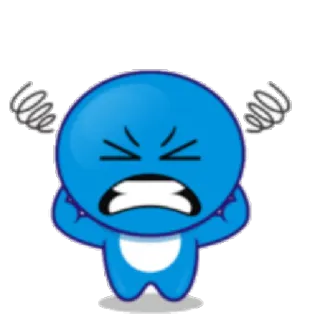 😫 злой, синий, мультфильм, персонаж, расстроенный, раздраженный, эмоция telegram sticker
