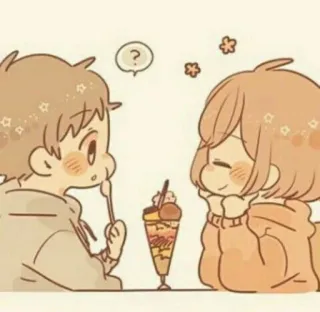 🍦 Dibujos animados, Anime, Postre, Mono, Pareja, Amor, Kawaii telegram sticker