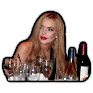 😦 Lindsay Lohan Lindsay Lohan, actress, celebrity, party, wine whatsapp sticker