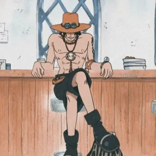 🌟 Ace One Piece Anime, One Piece, Ace, Pirata, Cartone animato, Personaggio whatsapp sticker