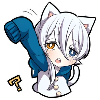 🤨 อนิเมะ, แมว, คำถาม, น่ารัก, สติกเกอร์, มังงะ, จิบิ telegram sticker