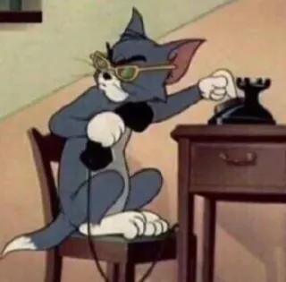 🚒 Tom Cat Tom and Jerry cartoon, kat, telefoon, bril, vintage whatsapp sticker