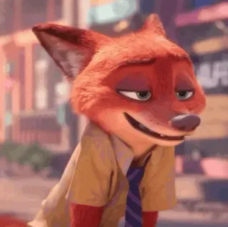 🦊 Nick Wilde Zootopia fuchs, figur, film, comic, tier, lächeln, anzug telegram sticker