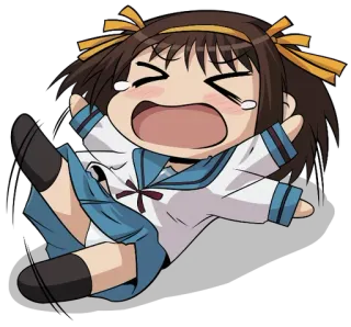 😭 Haruhi Suzumiya The Melancholy of Haruhi Suzumiya anime, llorando, triste, kawaii, Haruhi Suzumiya telegram sticker