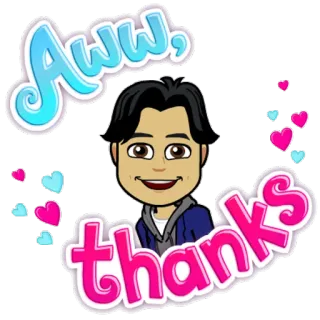 ☺️ Aww, thanks Dessin animé, Merci, Bitmoji, Mignon, Appréciation telegram sticker