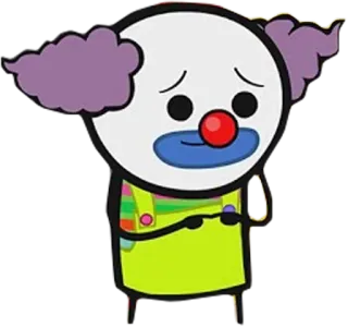 😔 clown, triste, dessin animé, personnage, illustration, autocollant whatsapp sticker