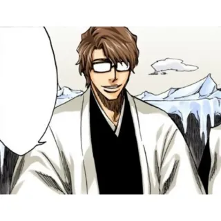🧬 Sosuke Aizen Bleach 애니메이션, 안경, 만화, 악당, 캡틴 telegram sticker