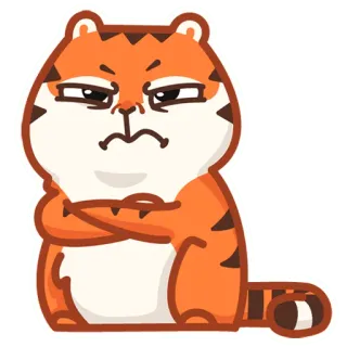 😝 tiger, cartoon, animal, sticker, angry, grumpy, orange telegram sticker