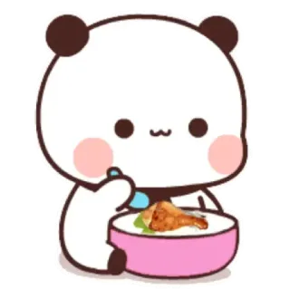 💟 Panda, Comendo, Fofo, Desenho animado, Comida, Kawaii telegram sticker