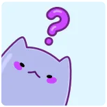❓ gatto, punto interrogativo, viola, carino, cartone animato, kawaii telegram sticker