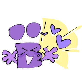 ❤️ Desenho animado, Fofo, Corações, Personagem, Roxo whatsapp sticker
