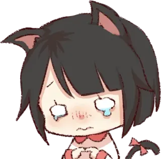 😢 Anime, Katzenmädchen, weinend, traurig, kawaii, emotional whatsapp sticker