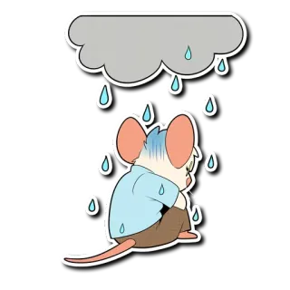 🌧 rato, chuva, nuvem, triste, depressão, desenho animado telegram sticker