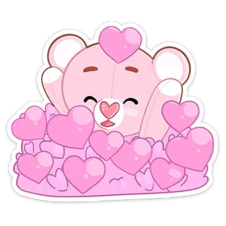 ❤️ urso, rosa, corações, fofo, amor, kawaii telegram sticker