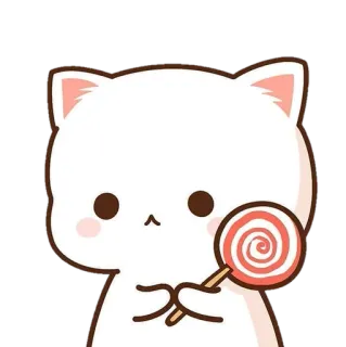 😕 Katze, Lutscher, süß, weiß, Aufkleber, kawaii telegram sticker
