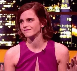 😐 Emma Watson エマ・ワトソン, 女優, セレブ, 紫のドレス, テレビ番組, トーク番組, ポートレート telegram sticker