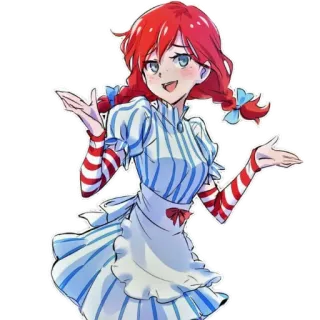 👐 Wendy anime, wendys, fast food, restaurant, mascot telegram sticker