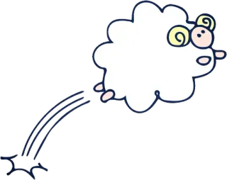 ➰ แกะ, เมฆ, การ์ตูน, สัตว์, บิน, น่ารัก telegram sticker