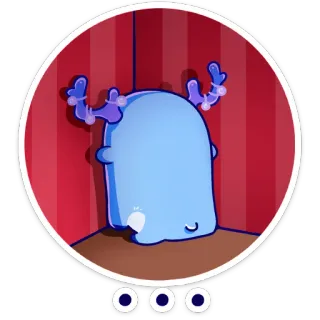 😐 sticker, cartoon, character, blue, cute, illustration whatsapp sticker