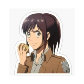 😰 Sasha Braus Attack on Titan Sasha Braus, Ataque a los Titanes, Anime, Personaje, Comida, Chica patata telegram sticker