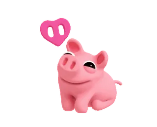😘 schwein, herz, tier, süß, rosa, cartoon whatsapp sticker