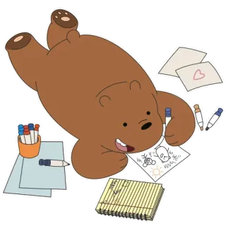 🎨 orso, disegno, cartone animato, artista, felice, carino telegram sticker
