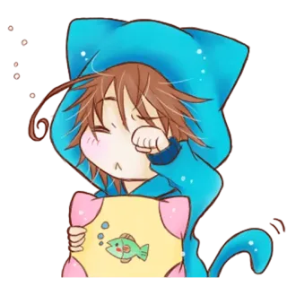 😵 Anime, Carino, Gatto, Assonnato telegram sticker