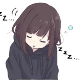 😀 zzz... Anime, Sueño, Chica, Durmiendo, zzz, Dibujo animado whatsapp sticker