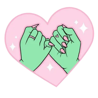 🤝 promessa mindinho, mãos, coração, acordo, amizade, amor, pastel, brilhos telegram sticker