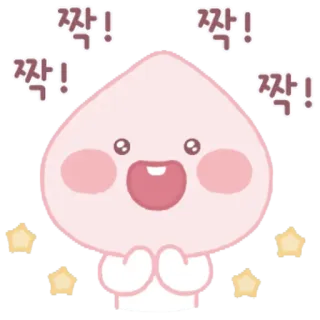 👏 짝! 짝! 짝! 짝! 복숭아, 카카오프렌즈, 귀여운, 이모티콘, 만화, 캐릭터, 한국 telegram sticker