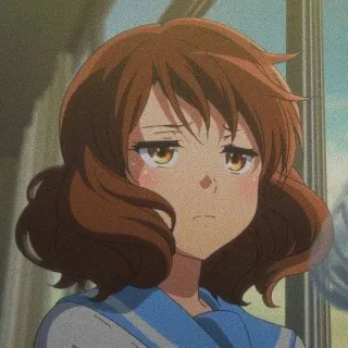 😒 アニメ, 女の子, キャラクター, ポートレート, 茶髪 telegram sticker