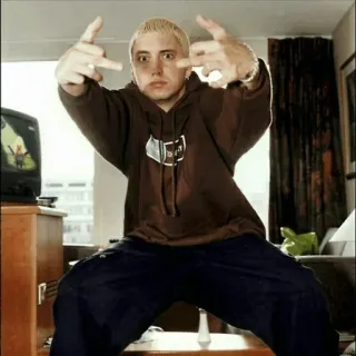😒 Eminem rapper, dedo do meio, ofensivo, música, celebridade whatsapp sticker