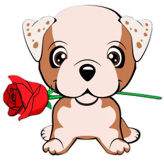 🌹 犬, 子犬, バラ, 動物, かわいい telegram sticker