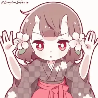 😊 anime girl, cute, kawaii, cartoon, demon, kimono, anime telegram sticker