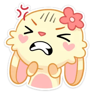 😡 cartoon, bunny, anger, cute, flower, angry telegram sticker