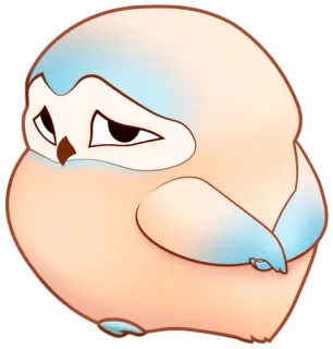 😒 sowa, ptak, słodki, kreskówka, zwierzę, miękki, puszysty, postać telegram sticker