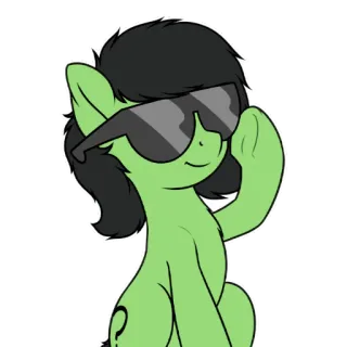 😎 小马, 太阳镜, 绿色, 卡通, 角色, 动物 telegram sticker