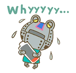 😭 whyyyyyy... robô, triste, frustração, pergunta, por que, fofo whatsapp sticker