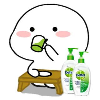 🙂 álcool gel, Dettol, bebida, desenho animado, limpo, fofo whatsapp sticker