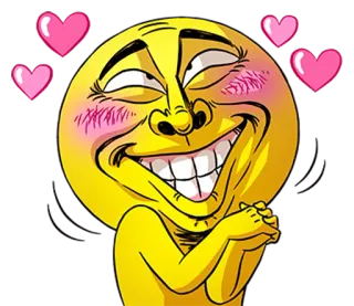 ❤ Emoji, Cười, Hạnh phúc, Yêu, Trái tim, Hoạt hình, Vàng telegram sticker