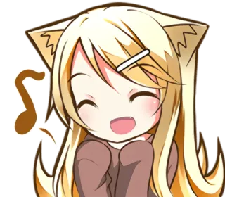 😊 Anime, Kawaii, Niedlich, Katzenohren, Chibi, Note, Fröhlich telegram sticker